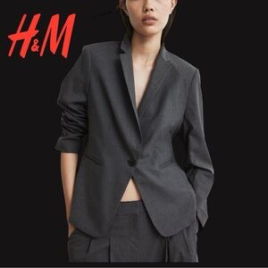 H&M Black Fitted Single Button Blazer • Size 4